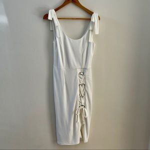 Venus White Lace Up Detail Sleeveless Dress Size S